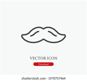 Moustache vector icon.  Editable stroke. Symbol in Line Art Style for Design, Presentation, Website or Apps Elements. Pixel vector graphics - Vector