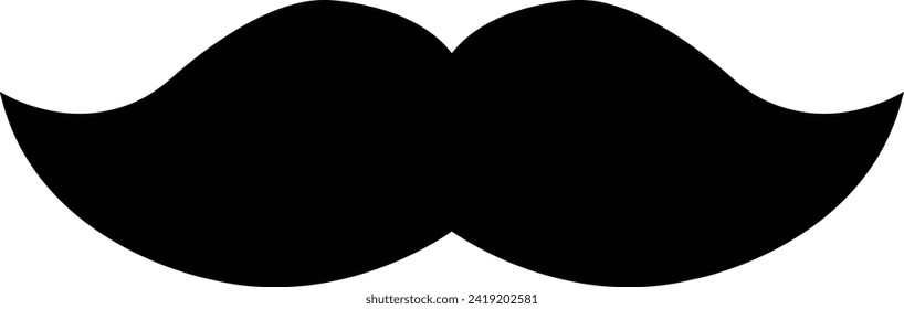 Moustache vector icon. Whisker icon. Black Fill silhouette of adult man moustaches. Symbol of Fathers day. Barber symbol isolated on transparent background for Website page and mobile app design.