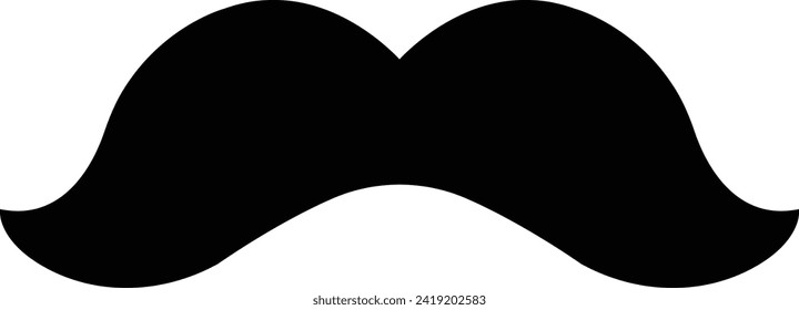 Moustache vector icon. Whisker icon. Black Fill silhouette of adult man moustaches. Symbol of Fathers day. Barber symbol isolated on transparent background for Website page and mobile app design.