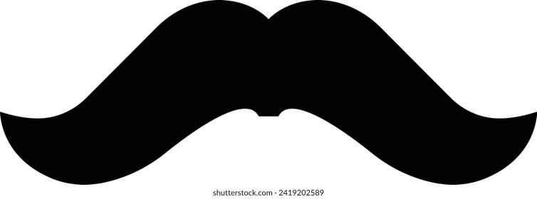 Moustache vector icon. Whisker icon. Black Fill silhouette of adult man moustaches. Symbol of Fathers day. Barber symbol isolated on transparent background for Website page and mobile app design.