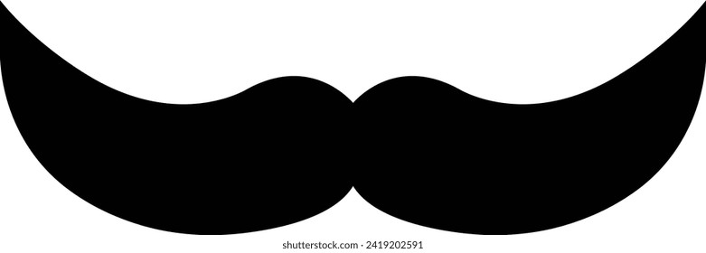 Moustache vector icon. Whisker icon. Black Fill silhouette of adult man moustaches. Symbol of Fathers day. Barber symbol isolated on transparent background for Website page and mobile app design.