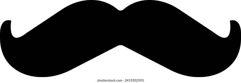 Moustache vector icon. Whisker icon. Black Fill silhouette of adult man moustaches. Symbol of Fathers day. Barber symbol isolated on transparent background for Website page and mobile app design.