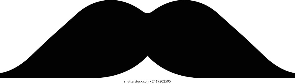 Moustache vector icon. Whisker icon. Black Fill silhouette of adult man moustaches. Symbol of Fathers day. Barber symbol isolated on transparent background for Website page and mobile app design.