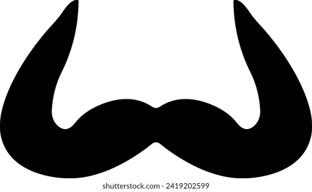 Moustache vector icon. Whisker icon. Black Fill silhouette of adult man moustaches. Symbol of Fathers day. Barber symbol isolated on transparent background for Website page and mobile app design.