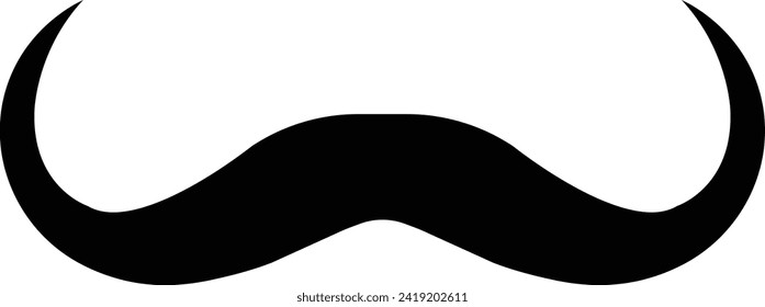 Moustache vector icon. Whisker icon. Black Fill silhouette of adult man moustaches. Symbol of Fathers day. Barber symbol isolated on transparent background for Website page and mobile app design.