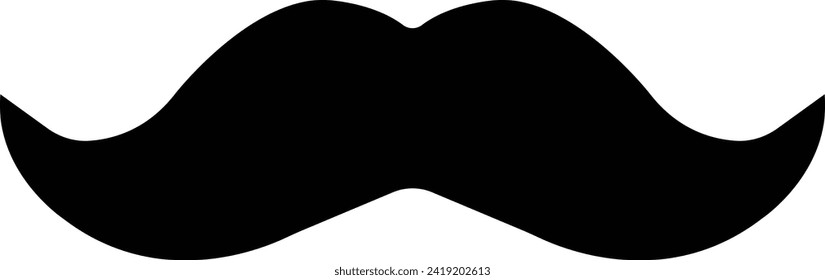 Moustache vector icon. Whisker icon. Black Fill silhouette of adult man moustaches. Symbol of Fathers day. Barber symbol isolated on transparent background for Website page and mobile app design.