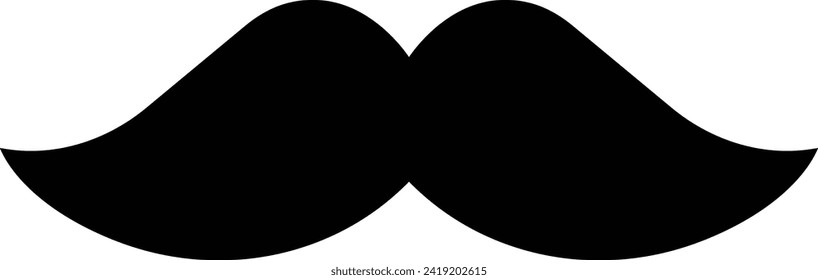 Moustache vector icon. Whisker icon. Black Fill silhouette of adult man moustaches. Symbol of Fathers day. Barber symbol isolated on transparent background for Website page and mobile app design.