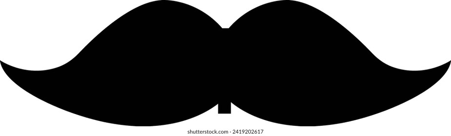 Moustache vector icon. Whisker icon. Black Fill silhouette of adult man moustaches. Symbol of Fathers day. Barber symbol isolated on transparent background for Website page and mobile app design.