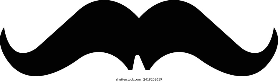 Moustache vector icon. Whisker icon. Black Fill silhouette of adult man moustaches. Symbol of Fathers day. Barber symbol isolated on transparent background for Website page and mobile app design.