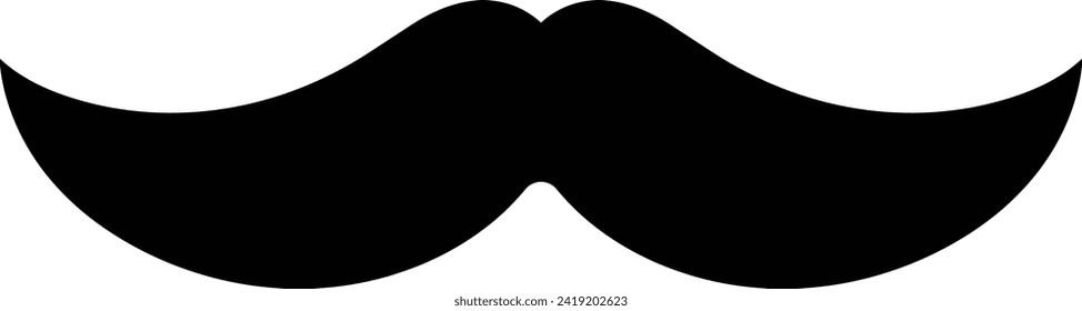 Moustache vector icon. Whisker icon. Black Fill silhouette of adult man moustaches. Symbol of Fathers day. Barber symbol isolated on transparent background for Website page and mobile app design.