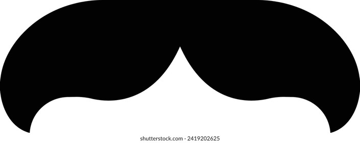 Moustache vector icon. Whisker icon. Black Fill silhouette of adult man moustaches. Symbol of Fathers day. Barber symbol isolated on transparent background for Website page and mobile app design.