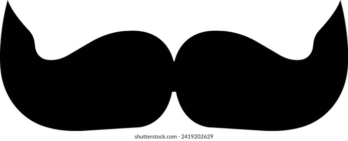 Moustache vector icon. Whisker icon. Black Fill silhouette of adult man moustaches. Symbol of Fathers day. Barber symbol isolated on transparent background for Website page and mobile app design.