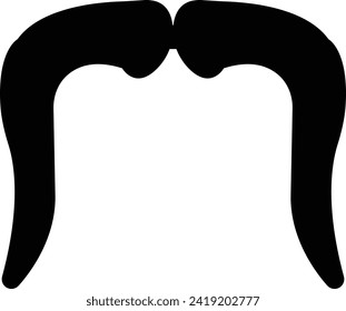 Moustache vector icon. Whisker icon. Black Fill silhouette of adult man moustaches. Symbol of Fathers day. Barber symbol isolated on transparent background for Website page and mobile app design.