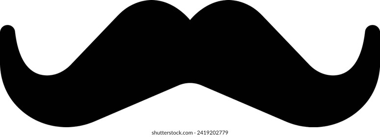 Moustache vector icon. Whisker icon. Black Fill silhouette of adult man moustaches. Symbol of Fathers day. Barber symbol isolated on transparent background for Website page and mobile app design.