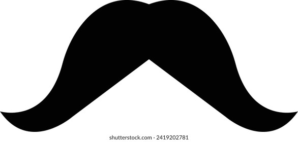 Moustache vector icon. Whisker icon. Black Fill silhouette of adult man moustaches. Symbol of Fathers day. Barber symbol isolated on transparent background for Website page and mobile app design.