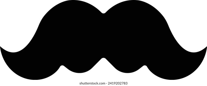 Moustache vector icon. Whisker icon. Black Fill silhouette of adult man moustaches. Symbol of Fathers day. Barber symbol isolated on transparent background for Website page and mobile app design.