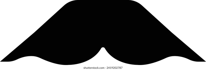 Moustache vector icon. Whisker icon. Black Fill silhouette of adult man moustaches. Symbol of Fathers day. Barber symbol isolated on transparent background for Website page and mobile app design.