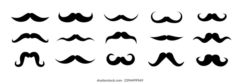 Moustache vector icon. Whisker icons set. Flat black moustache icon collection. Vector graphic