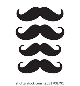 Moustache vector icons collection isolated on white background