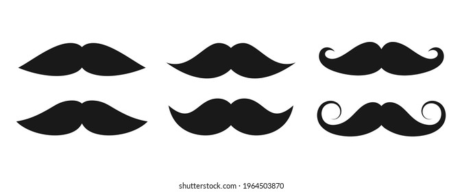 Moustache vector icons set isolated on white background, many various types