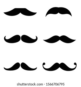 Moustache vector icons set silhouette on white background