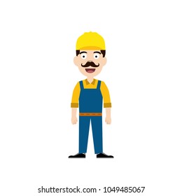 Moustache worker flat illustration character