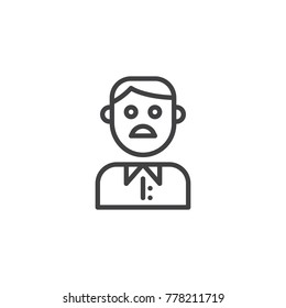 Moustached man line icon, outline vector sign, linear style pictogram isolated on white. Whiskered male symbol, logo illustration. Editable stroke