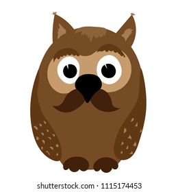 Moustached old owl grandfather in vector graphics.
