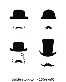 Moustaches and  hats, gentleman vector set