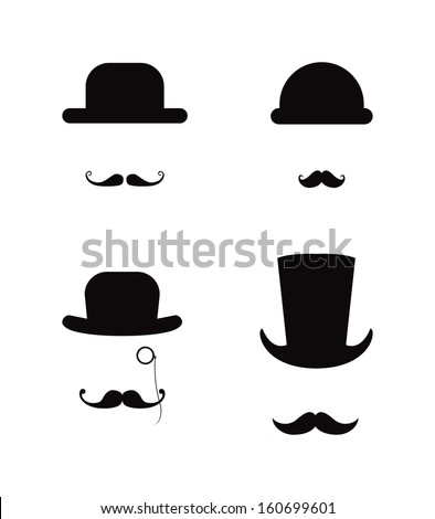 Moustaches and  hats, gentleman vector set