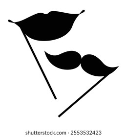 Moustaches and Lips Icon for Vintage and Fun Themes