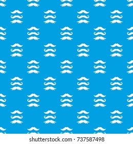 Moustaches pattern repeat seamless in blue color for any design. Vector geometric illustration