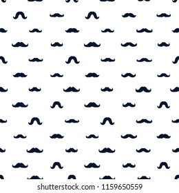 Mustaches Maravillosos Patrones para el papel de envolver de las vacaciones de noviembre. Siluetas de mustache vectorial azul oscuro para el diseño textil de tela. Cinco de Mayo, Diseño del Carnaval de Mustaches Vintage. Fondo blanco