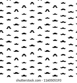 Moustaches Seamless Patterns for November Holiday Wrapping Paper. Dark Blue Vector Mustache Silhouettes for Fabric Textile Design. Cinco de Mayo, Vintage Mustaches Carnival Design. White Background