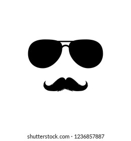 Moustaches and Sunglasses Mans Face Clipart. Black Fashion Sunglasses Isolated Vector Clipart. Silhouette for Laser Cutting Design. Mustache for Barbershop or Mexican Carnival. Fashion Accessory.