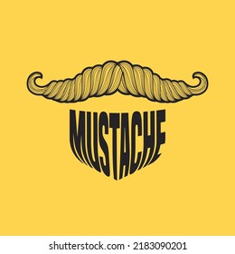 Moustaches Vector illustration. Men moustache hipster. Happy father's day. Vector illustration on yellow background.