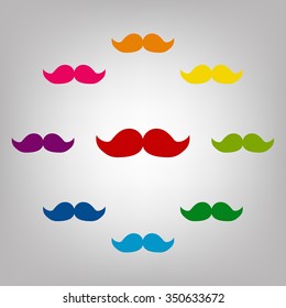 Moustaches vector sign. Icons colorful set