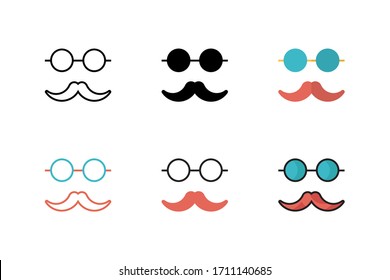 moustance icon vector illustration with six different style design. isolated on white background