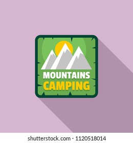 Moutains camping logo. Flat illustration of moutains camping vector logo for web design