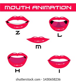 Mouth animation. Sounds illustration. Vector
