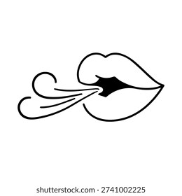 Mouth blowing line icon vector on a white background
Vector line icon