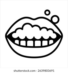Mouth with bubbles vector icon dental hygiene health mouthwash oral teeth clean cartoon design