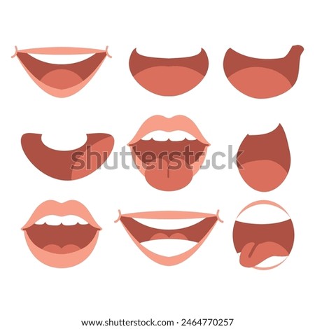 Mouth cartoon icon flat vector