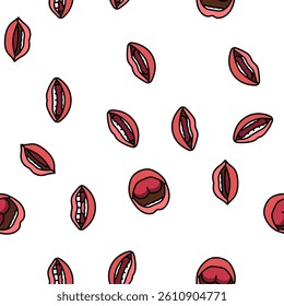 mouth character animation vector seamless pattern thin line illustration