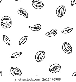 mouth character animation vector seamless pattern thin line illustration