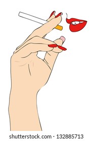 Mouth and cigarette