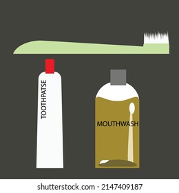 The mouth cleaning equipments on darkgray background.
