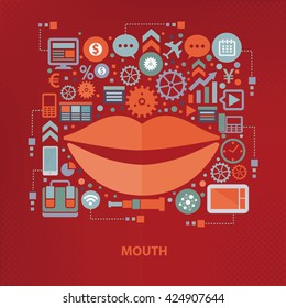 Mouth concept design on red background,vector