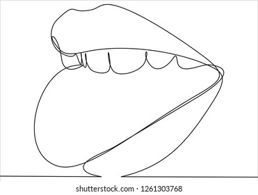 Mouth. Continuous line