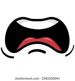 Mouth Crying Cartoon Face Expression Drawing Vector Illustration